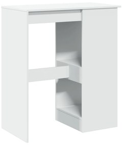 fehér szerelt fa tárolórekeszes bárasztal 90 x 47,5 x 103,5 cm