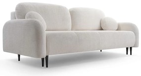 Kihúzható kárpitozott háromszemélyes kanapé CLOUDY, krémszínű