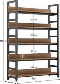 Polcállvány, sötét tölgy/fekete, JANEL TYP 1