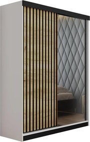 Malani 138 Tolóajtós Szekrény 138cm, Fehér- Arany Tölgy