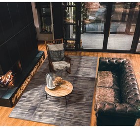 Szürke gyapjú szőnyeg 133x180 cm Grids – Agnella