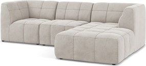 Bézs bársony sarokkanapé (jobb oldali-heverő résszel) Aloha – Makamii