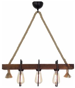 Kábelcsillár KUTUK 3xE27/40W/230V, fenyő