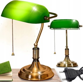 Asztali Vintage Banklámpa Éjszakai Üveg Lámpabúra Retro E27 Zöld