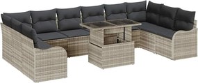 vidaXL Kerti Kanapé Szett párnával 11 pcs Világosszürke Poli rattan