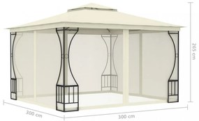 krémszínű pavilon hálóval 300 x 300 x 265 cm