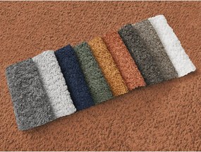 Narancssárga buklé kinyitható-tárolóhelyes sarokkanapé (jobb oldali-heverő résszel) Montaigne – Bobochic Paris