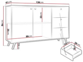 Komód Astradon 2D3S (fehér + arany) . 1103632