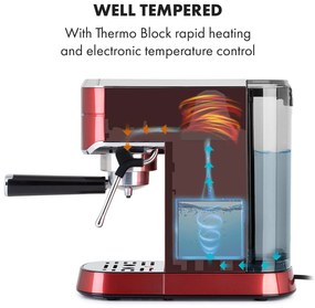 Klarstein Futura, eszpresszógép, 1450 W, 20 bar, 1,25 l, rozsdamentes acél