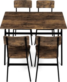 Étkezőgarnitúra 4 székkel 110 × 70 × 76 cm MDF öreg fa AUT-O2155 OLW