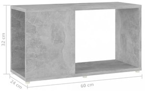 betonszürke szerelt fa TV-szekrény 60 x 24 x 32 cm