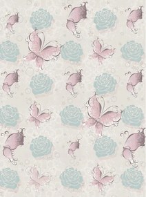 Flizelin fotótapéta Pillangók és rózsák Pasztell elegancia 206x275 +ragasztó