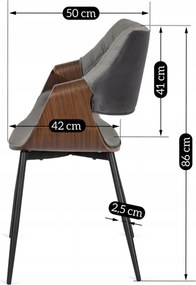 DAKOTA bársony szék szürke / dió színben