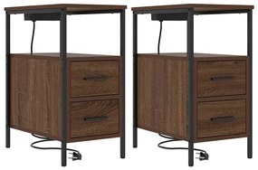 Éjjeli Szekrények 2 pcs barna tölgy 30 x 48 x 61 cm Faanyag