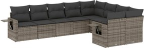 vidaXL 9 részes szürke polyrattan kerti ülőgarnitúra párnákkal