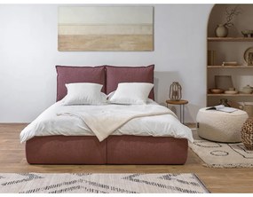 Rózsaszín kárpitozott ágyneműtartós franciaágy ágyráccsal 160x200 cm Garance – Bobochic Paris