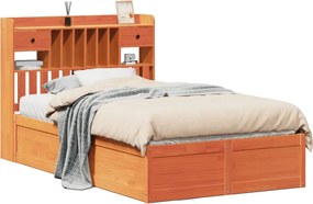 vidaXL viaszbarna tömör fenyőfa ágy matrac nélkül 120 x 190 cm