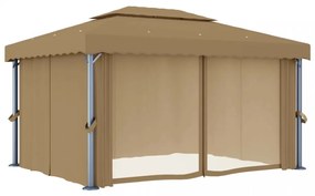 tópszínű alumíniumpavilon függönnyel 4 x 3 m