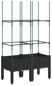 fekete polipropilén rácsos kerti ültetőláda 80 x 40 x 142,5 cm