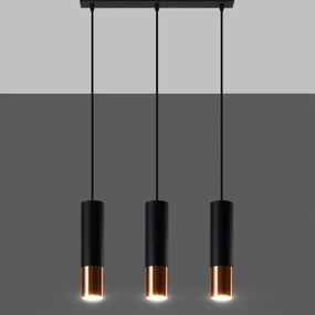 Sollux SL.0948 - Csillár zsinóron LOOPEZ 3xGU10/10W/230V fekete/réz