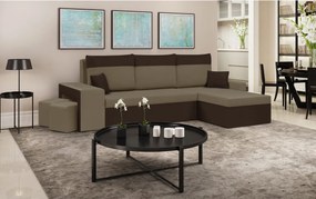 NEVADA Kinyitható sarokkanapé Világosbarna/sötétbarna