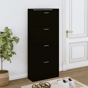 fekete szerelt fa cipősszekrény 63x24x147 cm