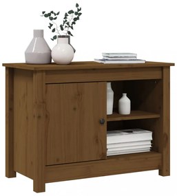 mézbarna tömör fenyőfa TV-szekrény 70 x 36,5 x 52 cm