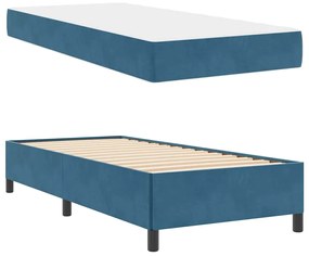 Ágykeret matracmal Sötétkék és fehér 90 x 190 cm Bársony