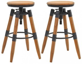 2 db állítható, tömör fenyő bárszék 53,5 x 53,5 x 79 cm