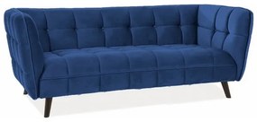 Castello Velvet kanapé, háromüléses, kék/fekete