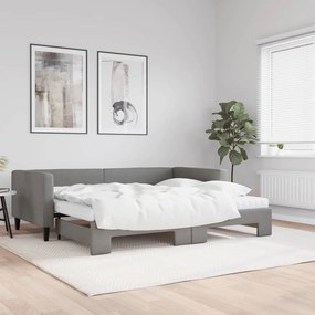 sötétszürke kihúzható szövet heverő matraccal 90 x 200 cm