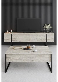 Dohányzóasztal Luxe - Travertine, Black