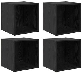 TV szekrény 4 pcs Fekete 37 x 35 x 37 cm Faanyag