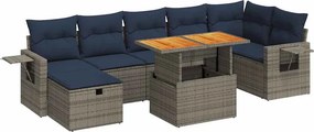 vidaXL 8 részes barna polyrattan akácfa kerti ülőgarnitúra párnákkal