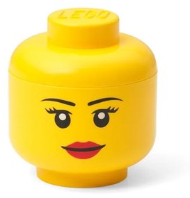 Sárga fej alakú tárolódoboz, lány, 10,5 x 10,6 x 12 cm - LEGO®