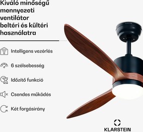 Klarstein SkyBreeze Smart mennyezeti ventilátor, Beltéri és kültéri használat, Intelligens vezérlés, IP44, 40 dB