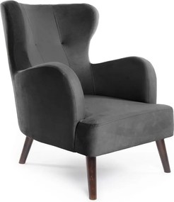 Sötétszürke bársony füles fotel Noemye – Bonami Selection