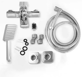 Erga Asala, fali kádcsaptelep kézizuhany készlettel, króm, ERG-YKA-BW.ASALA-CHR