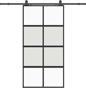 vidaXL fekete edzett üveg tolóajtó fémszerelék szettel 102,5x205 cm