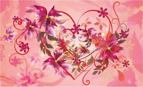 Flizelin fotótapéta Szív Virágok Szerelem Elegancia Rózsa Ibolya 368x254 +ragasztó