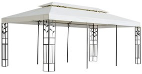 Fehér acél pavilon dupla tetővel 6 x 3 m