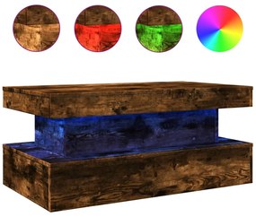 Füstös tölgy színű dohányzóasztal LED-lámpákkal 90x50x40 cm