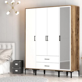 Kumsal gardróbszekrény, dió-fehér, 160 cm – TR845HCT5495