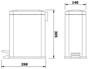 AQUALINE GAQ005 Simple line hulladékkosár,téglalap alakú, 5 l, rozsdamentes acél