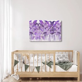 Kép - Lila levelek vakolatban (90x60 cm)
