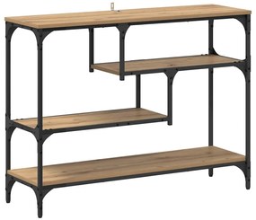 Konzolasztal polcokkal kézműves tölgy 100 x 30 x 75 cm Faanyag