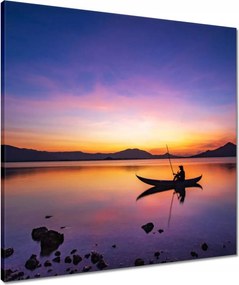 Vászonkép 60x60 Esti horgászat naplementekor