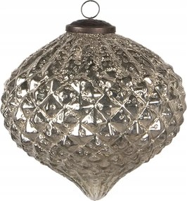 Arany-ezüst üveg karácsonyi dísz véggel 15x15 cm