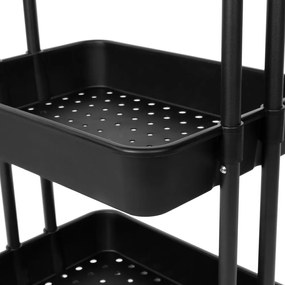 Fekete műanyag gurulós polcos állvány 43x36 cm Grena – Compactor