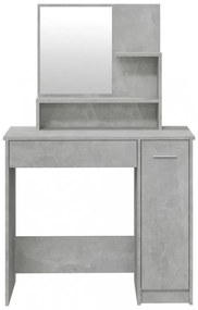 betonszürke fésülködőasztal tükörrel 86,5 x 35 x 136 cm